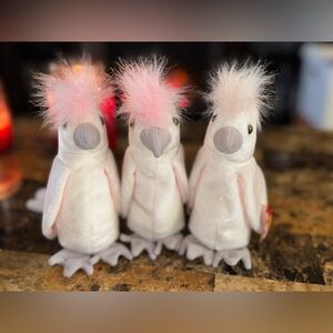 🦜 TY Beanie Babies Kuku Cockatoo Lot of 3 | 1997 | Pink Crest Plush